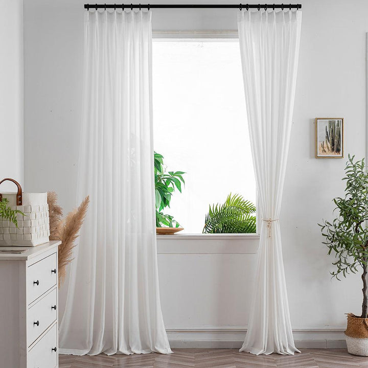 Nia Solid White Sheer Custom Curtains - Updrap