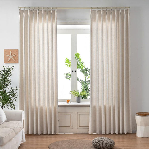 Alden Striped Woven Patterned Linen Custom Curtains - Updrap