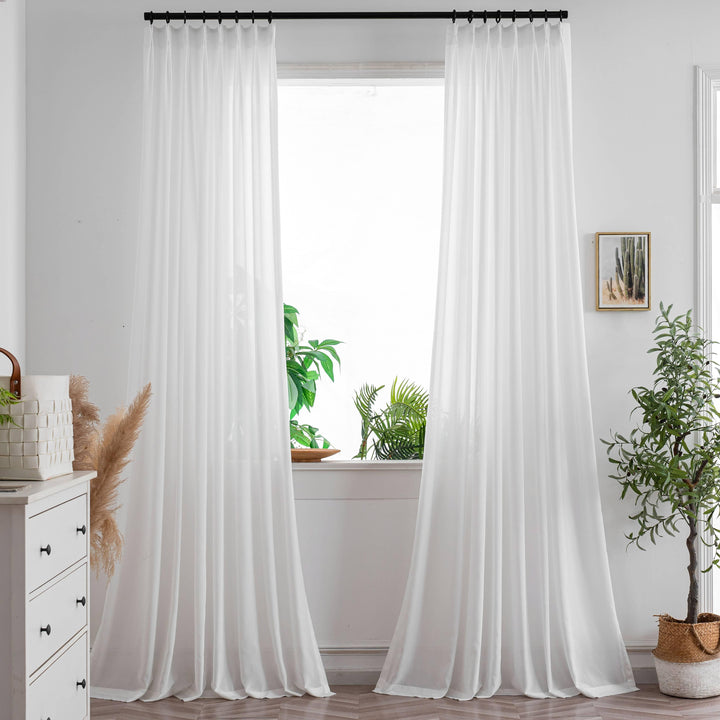 Nia Solid White Sheer Custom Curtains - Updrap