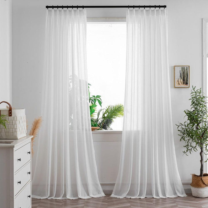 Grace Striped Patterned White Sheer Custom Curtains - Updrap