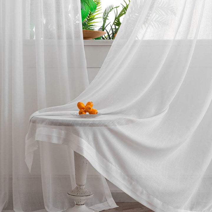 Grace Striped Patterned White Sheer Custom Curtains - Updrap