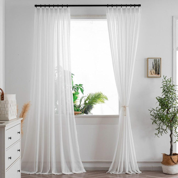 Grace Striped Patterned White Sheer Custom Curtains - Updrap