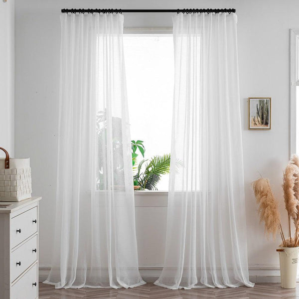 Nebula Cotton Blended White Semi Sheer Custom Curtains - Updrap