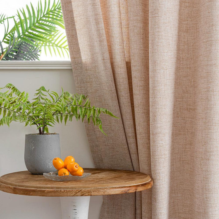 Eve Textured Faux Linen Room Darkening Custom Curtains - Updrap