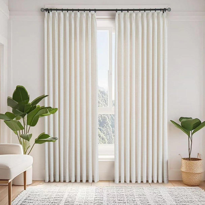 Lila Linen Pleated Custom Curtains For Living Room And Bedroom - Updrap